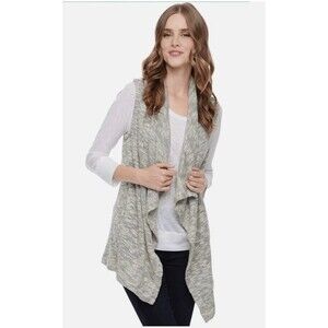 NYDJ Linen Vest Womens Sz L Beige Draped Summer Breathable Beach Vacation-Ready